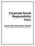 Corporate Social Responsibility Policy. CORDS CABLE INDUSTRIES LIMITED (Approved by Board of Director s in their meeting held on April 01, 2015)