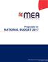 Proposals for NATIONAL BUDGET 2017