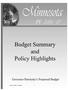 Budget Summary and Policy Highlights