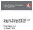 Public Relations, Consultation and Engagement. Corporate Strategy and Budget 2018/19 Consultation
