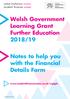 Welsh Government Learning Grant Further Education 2018/19
