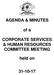 AGENDA & MINUTES. of a CORPORATE SERVICES & HUMAN RESOURCES COMMITTEE MEETING. held on