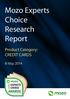 Mozo Experts Choice Research Report. Product Category: CREDIT CARDS