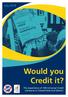 July Would you Credit it? The experience of 100 Universal Credit claimants in Chesterfield and District.