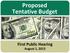 Proposed Tentative Budget. First Public Hearing