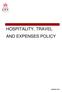 HOSPITALITY, TRAVEL AND EXPENSES POLICY