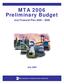 MTA 2006 Preliminary Budget