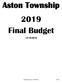 Aston Township 2019 Final Budget 12/19/2018