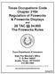Texas Occupations Code Chapter 2154 Regulation of Fireworks & Fireworks Displays and 28 TAC The Fireworks Rules