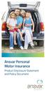 Ansvar Personal Motor Insurance. Product Disclosure Statement and Policy Document