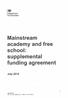 Mainstream academy and free school: supplemental funding agreement