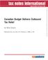 Canadian Budget Delivers Outbound Tax Relief