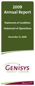 2009 Annual Report Statement of Condition Statement of Operations December 31, 2009