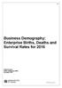 I18. Business Demography: Enterprise Births, Deaths and Survival Rates for 2016
