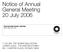 Notice of Annual General Meeting 20 July 2006
