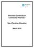 Business Continuity in Community Pharmacy. Grant Funding Allocation