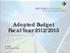 Adopted Budget Fiscal Year 2012/2013