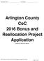 Arlington County CoC 2016 Bonus and Reallocation Project Application