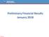 Preliminary Financial Results January Preliminary