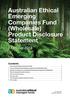 Australian Ethical Emerging Companies Fund (Wholesale) Product Disclosure Statement