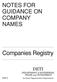 DEPARTMENT OF ENTERPRISE, TRADE and INVESTMENT COMPANIES REGISTRY NOTES FOR GUIDANCE ON COMPANY NAMES CONTENTS
