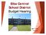 Elba Central School District Budget Hearing. May 7, :30 p.m.