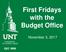 First Fridays with the Budget Office. November 3, 2017