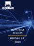 QUARTERLY RESULTS GERDAU S.A. 4Q18