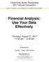 Financial Analysis: Use Your Data Effectively