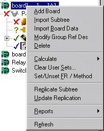 Failure Rate Calculations 3. Select Set/Unset FR / Method. 4. In the Available Parts list, select a component to add.