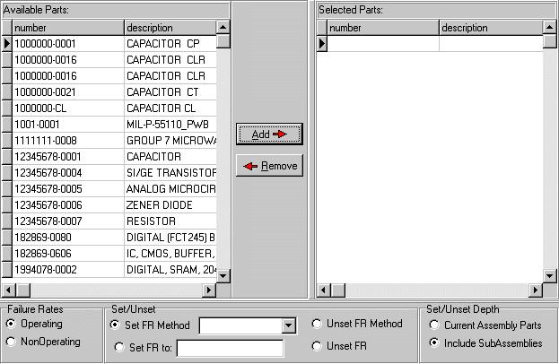 The component displays in the list to the right, labeled Selected Parts. 6. Continue until all components that you want to modify are added. 7.