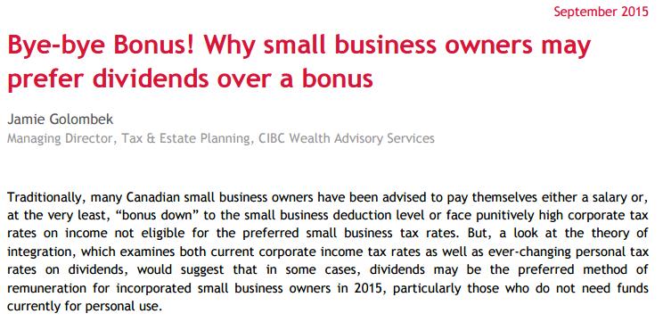 business In the year work is performed or up to 180 days afterwards Make RRSP contribution Dividends To shareholders