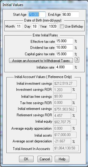 23 Edit Menu Initial Values This event displays the Initial Data Screen which summarizes the amounts from your accounts.