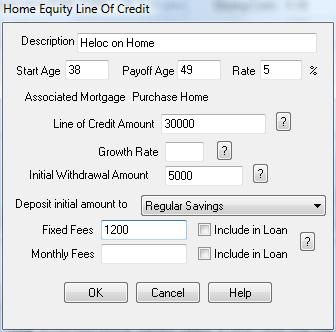 43 Home Equity Line Of Credit (Professional Version Only) Figure 11: Home Equity Line of Credit This option allows you to take out a Line of Credit against your primary residence.