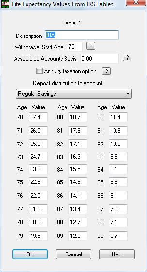 59 Life Expectancy Table Figure 18: Life Expectancy Table This screen requires a minimum of 2 fields to be filled out.