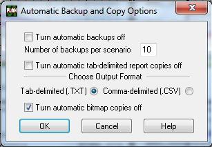 71 Program Preferences Report Options (See Reports / Report Options) Automatic Backup and Copy Options Figure 23: Automatic Backup and Copy Options Turn automatic report copies off Each time a new