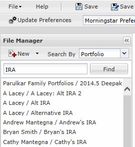 Creating Portfolios How do I adjust the preferences for the Quick Portfolio window? 4. Click once on the name of the portfolio from the results that appear in the File Manager panel.