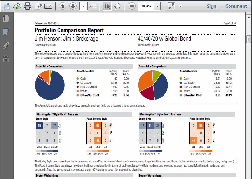 Comparing Portfolios How do I run a Portfolio Comparison report? 12.