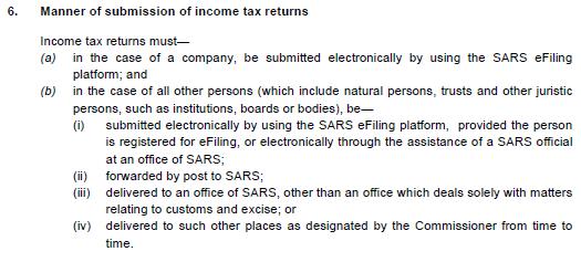 General Developments - contd Notice in terms of section 25 of the Tax Administration Act, 2011 read with section 66 of