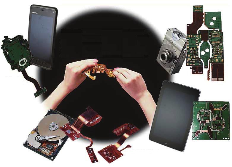 NOK Products in IT Electronic Devices Boasting the top global share of flexible circuits (FPC), these are used in a wide range of advanced electronic devices.