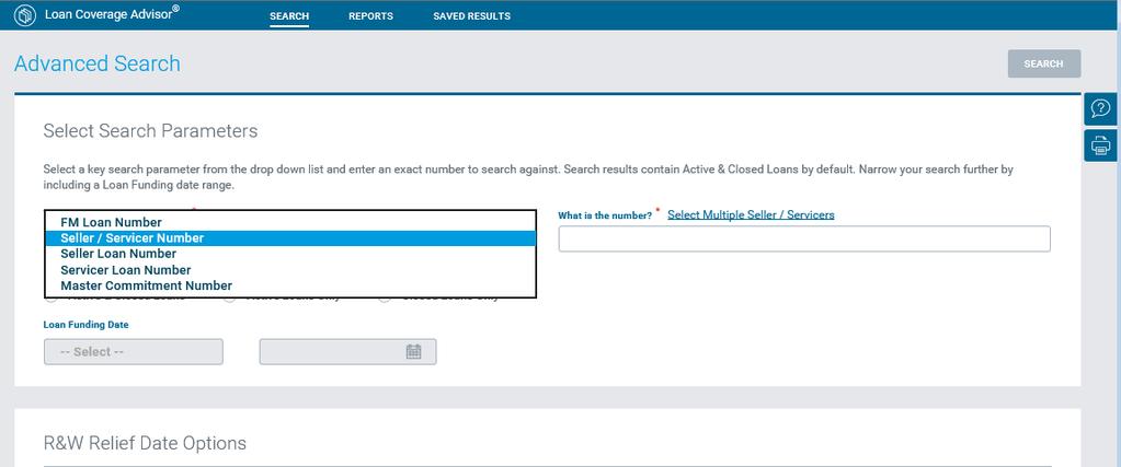 4. (Optional) Select Select Multiple Seller/Servicers to display a menu of available seller/servicers that you may add to your search criteria.