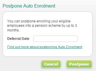 To postpone all employees from your staging date When you access Sage One Payroll after reaching your staging date, a message appears asking if you want to