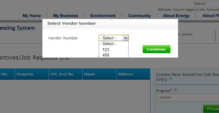 The home page of the Web Incentive Processing System displays grayed out. 6. 7.