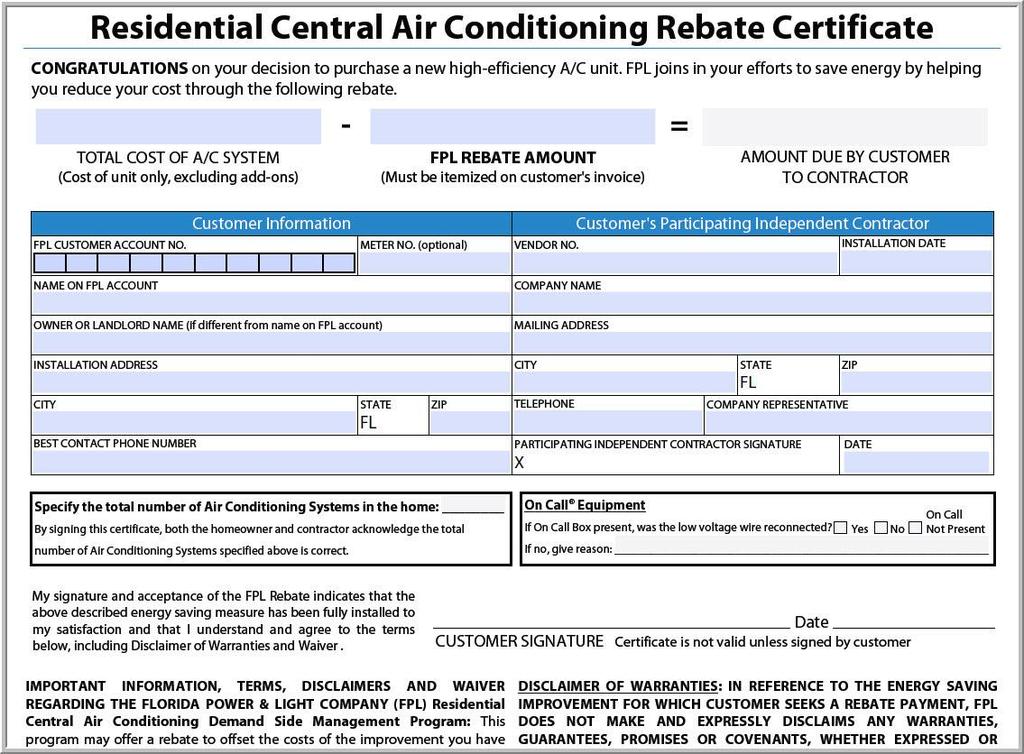 Sample HVAC Rebate Certificate P a r t i c i p a t