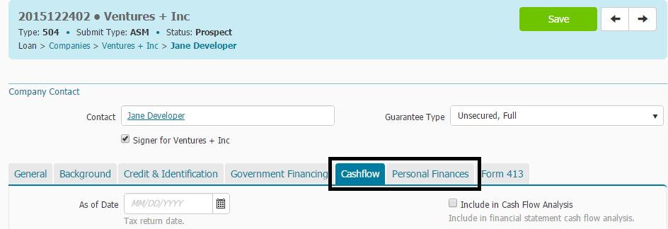 In each of these tabs do not forget to check boxes as appropriate: Cash Flow