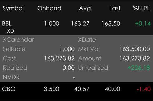 can view the report on your trade activity, Tap the stock you want to view to get the detailed information Xcalendar Dividend Date XDate Display XD date Sellable The volume of sellable