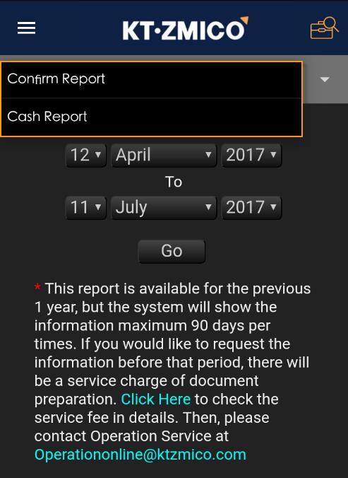 Report This page displays the confirm report
