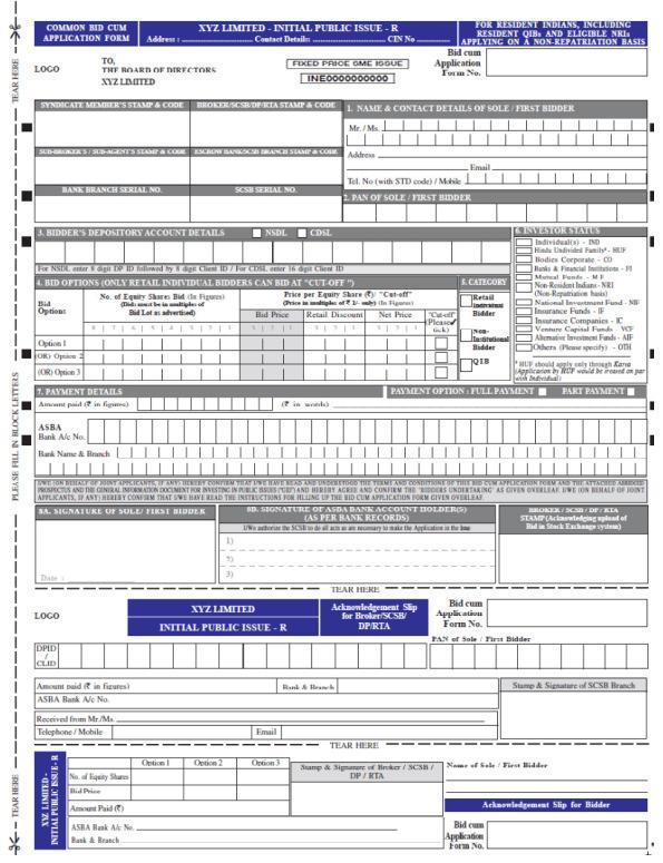The samples of the Application Form for resident Applicants and the