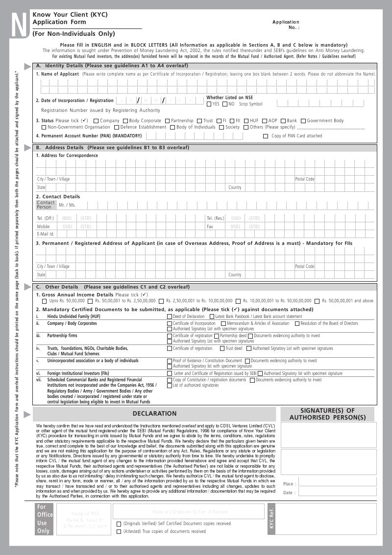 ANNEXURE III B KYC FORM FOR