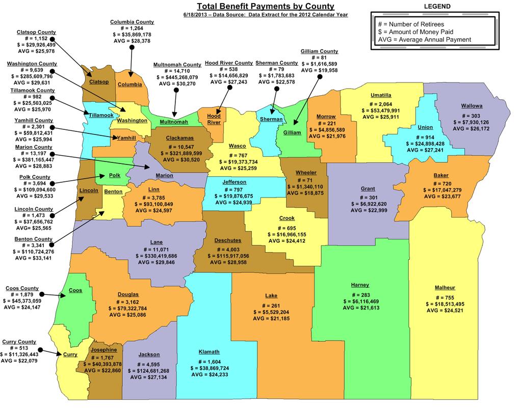 Total Oregon PERS Benefit Payments by County (1099-R data for the 2012 tax year) 5.
